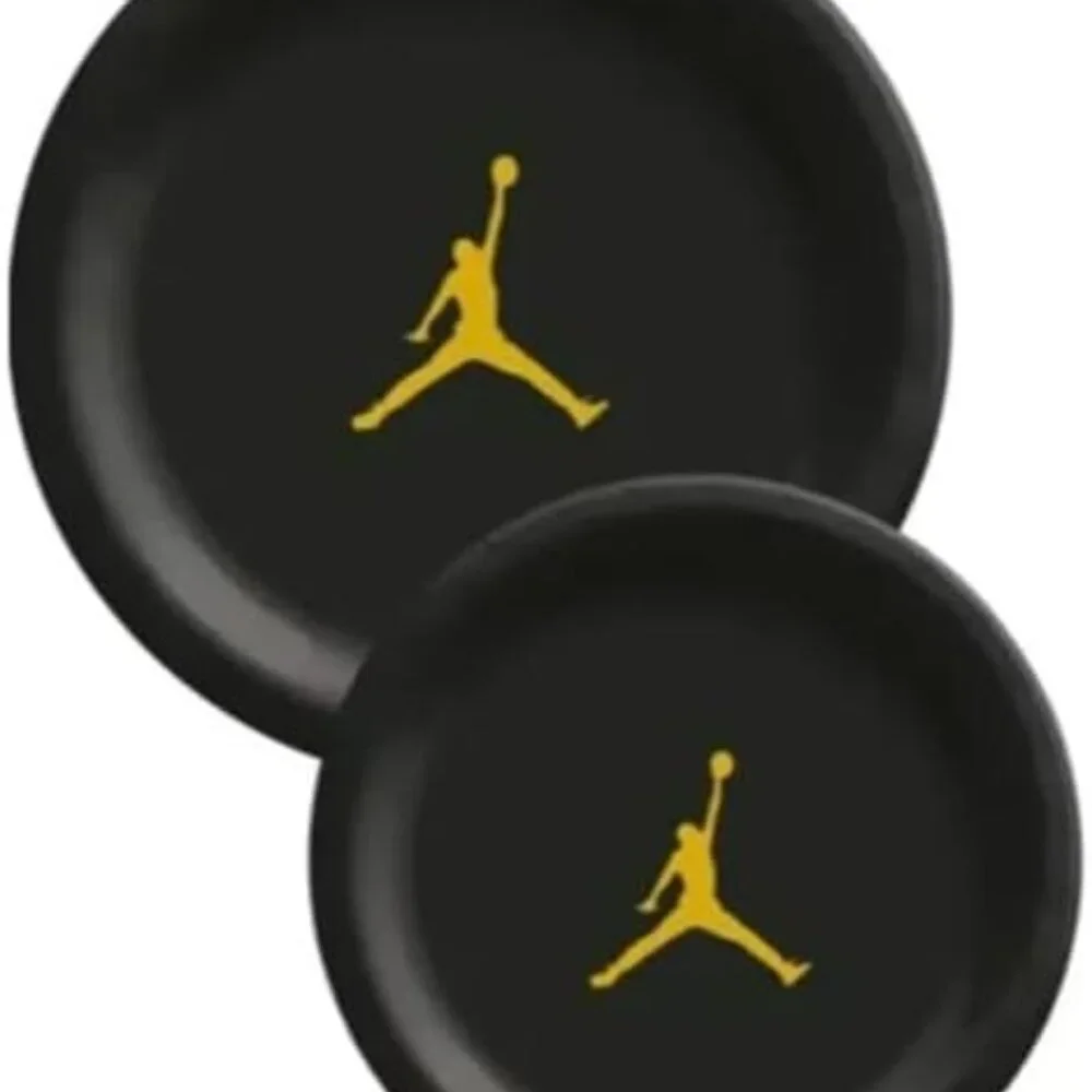 Custom Basketball Decorative Birthday Party Plates, Black with Gold Design